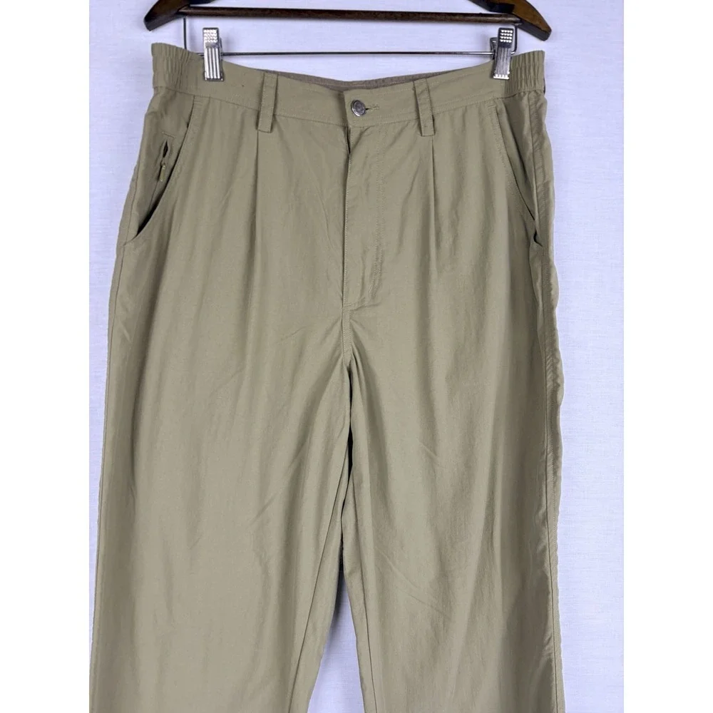 REI Co-op Mens Pleated Hiking Pants Tan Khaki Outdoor Trekking Ankle Zip L‎